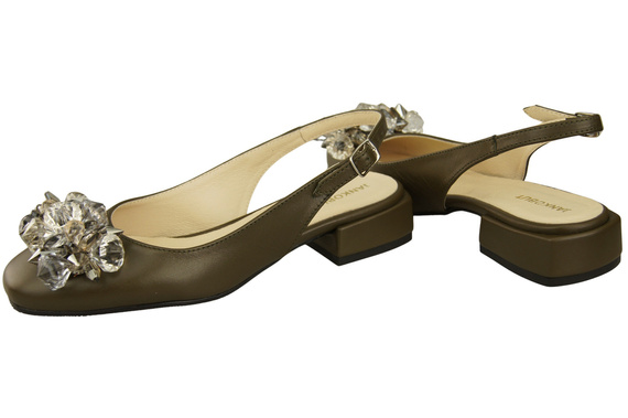 Damen Schuhe Olive Sandalen mit Kristallen Naturleder 215 ElitaBut