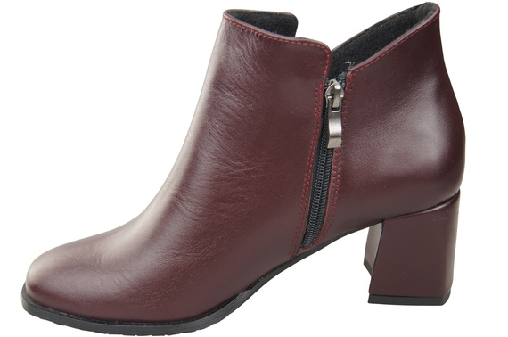 Damen-Stiefeletten ElitaBut 226 Burgund aus Naturleder, gefüttert, eckige Zehenkappe, Blockabsatz