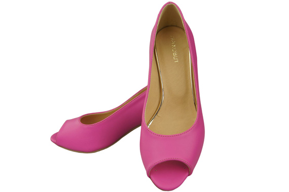 Damenschuhe PEEP TOE Fuchsia Pumps Naturleder mit beschichtetem Absatz 192 ElitaBut