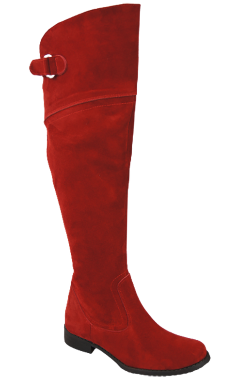 Schuhe Damenstiefel Stiefel Overknee-Stiefel, Naturleder, Velours, Rot 154 ElitaBut