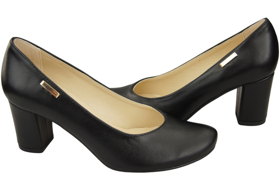 Klassische Damen Schwarz Naturleder Mandelnase Kürbisschuhe 201 ElitaBut