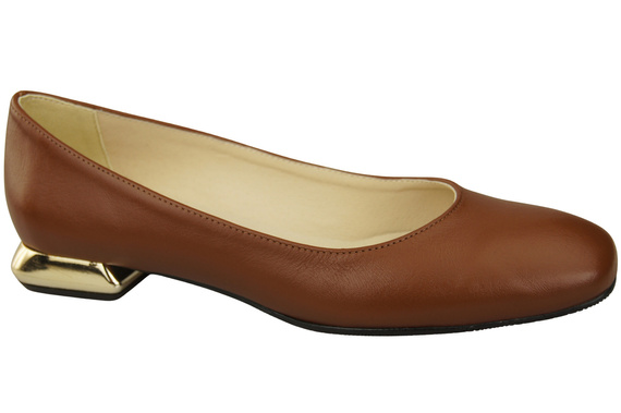 Flache Frauen Schuhe Braun Dekorative Ferse Naturleder 209 ElitaBut