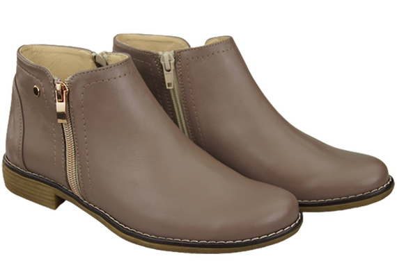 Frühlingsstiefel für Damenschuhe, Naturleder, Cappuccino Dark 872 ElitaBut