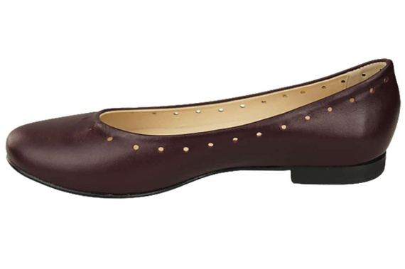 Damenschuhe Bequeme Ballerinas, Naturleder, Burgunderrot 162 ElitaBut