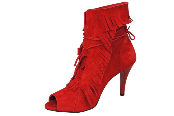 Damenschuhe Peep-Toe-Stiefeletten, natürliches Wildleder, Rot 964 ElitaBut