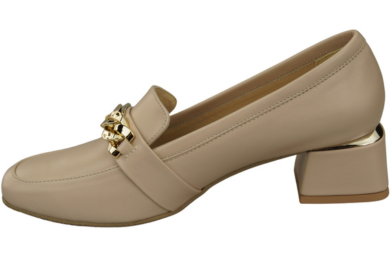 Damenschuhe mit Zierkette Pumps Mokassins Naturleder 193 Cappuccino Bright ElitaBut