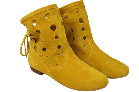 Schuhe Damen-Stiefeletten, natürliches Veloursleder, Lemon 160 ElitaBut