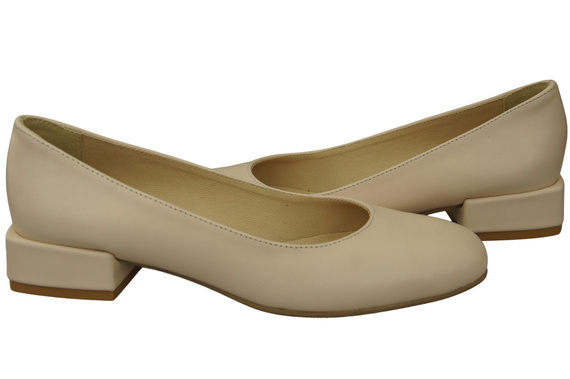 Bequeme Frauen Schuhe Beige Flats Natural Leder 204 ElitaBut