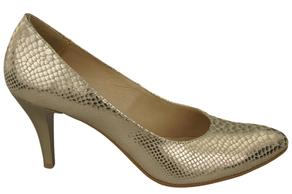 Damenschuhe Pumps Gold, Schlangenmotiv, Naturleder 150 ElitaBut