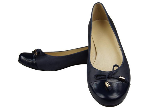 Damen-Ballerinas, Naturleder, Marineblau 895 ElitaBut