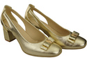 Schuhe Damen Gold Pumps aus Naturleder mit dekorativem Absatz 199 ElitaBut