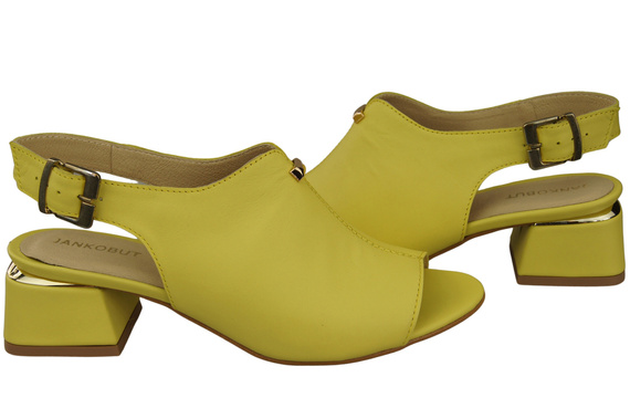 Damenschuhe Zitronensandalen, goldene Schnalle, Naturleder 198 ElitaBut