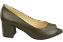 Damenschuhe PEEP TOE Olive Pumps Naturleder mit beschichtetem Absatz 192 ElitaBut
