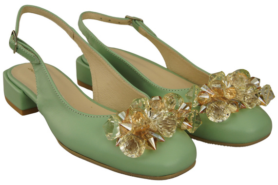 Damen Schuhe Minze Sandalen mit Kristallen Naturleder 215 ElitaBut