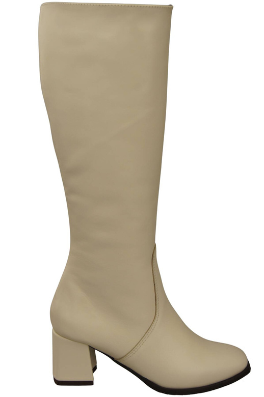 Bequeme Damen Beige Niedrig Absatz Stiefel Naturleder 212 ElitaBut