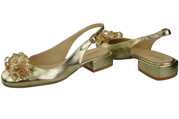 Damen Schuhe Gold Sandalen mit Kristallen Naturleder 215 ElitaBut