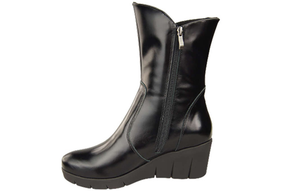 Damen-Keilstiefel, Naturleder, Schwarz, Glänzend 178 ElitaBut