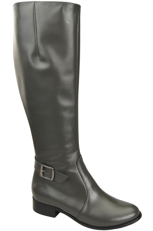 Damen-Lederstiefel Graphit Gefüttert Offiziersstiefel, Flach 225 ElitaBut