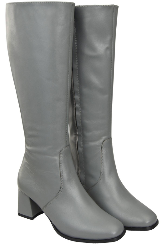 Bequeme Damen Aschgrau Niedrig Absatz Stiefel Naturleder 212 ElitaBut