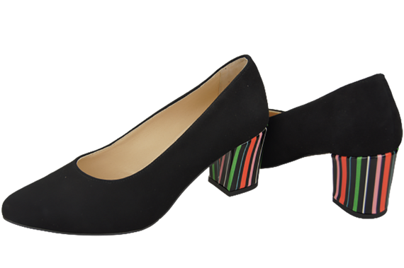 Damenschuhe Pumps Schwarz Natürliches Wildleder Dekorativer Absatz 158 von ElitaBut