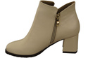 Damen-Stiefeletten ElitaBut 226 Beige aus Naturleder, gefüttert, eckige Zehenkappe, Blockabsatz