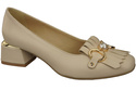 Damenschuhe Pumps mit Fransen verziert Beige Naturleder 195 ElitaBut