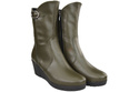 Damen-Keilstiefel, Naturleder, Olive 178 ElitaBut