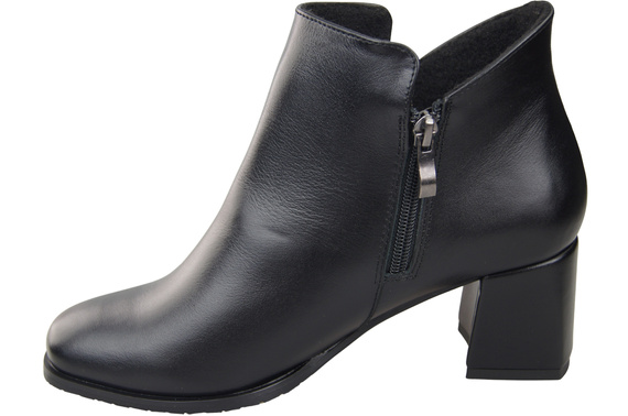 Damen-Stiefeletten ElitaBut 226 Schwarz aus Naturleder, gefüttert, eckige Zehenkappe, Blockabsatz