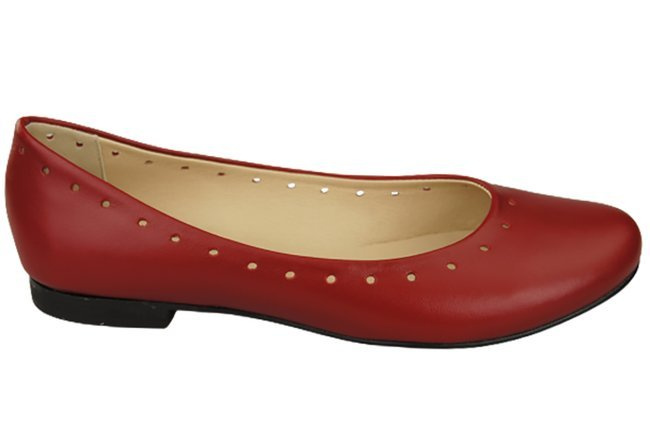 Damenschuhe Bequeme Ballerinas, Naturleder, Rot 162 ElitaBut