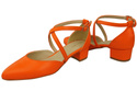 Damen Sandalen Echtleder Orange mit Riemen Niedriger Absatz 223 ElitaBut