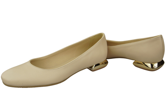 Flache Frauen Schuhe Beige Dekorative Ferse Naturleder 209 ElitaBut