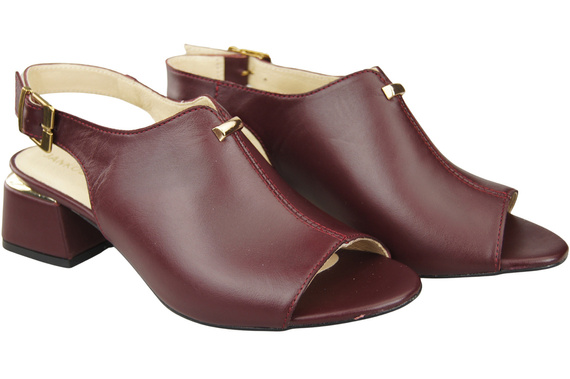 Damenschuhe Sandalen Burgunderrote goldene Schnalle Naturleder 198 ElitaBut