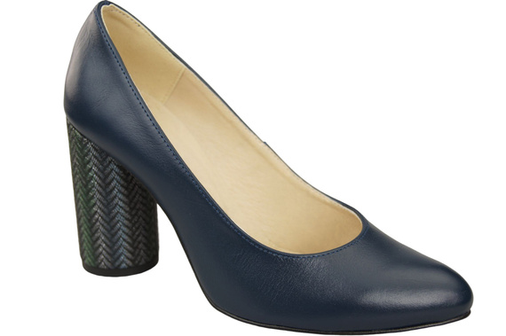 Damenschuhe Pumps Marineblau Naturleder Bunter Zierabsatz 194 ElitaBut