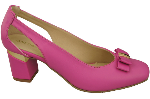 Schuhe Damen Fuchsia Pumps aus Naturleder mit dekorativem Absatz 199 ElitaBut