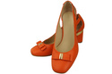 Schuhe Damen Orange Pumps aus Naturleder mit dekorativem Absatz 199 ElitaBut