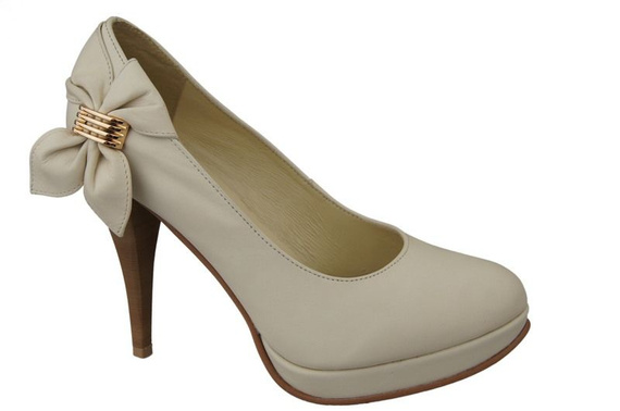 Damenschuhe Plateaupumps, Naturleder, Beige 976 ElitaBut