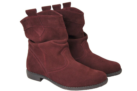 Schuhe Damen-Stiefeletten Frühling/Herbst Naturveloursleder Burgund 117 L ElitaBut