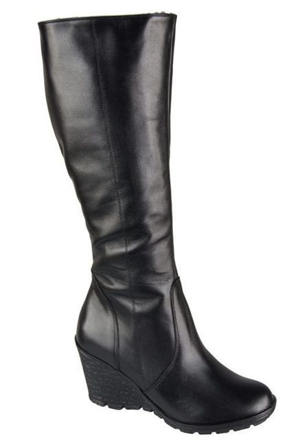 Schuhe Damen-Keilstiefel, Naturleder, Schwarz 745 ElitaBut