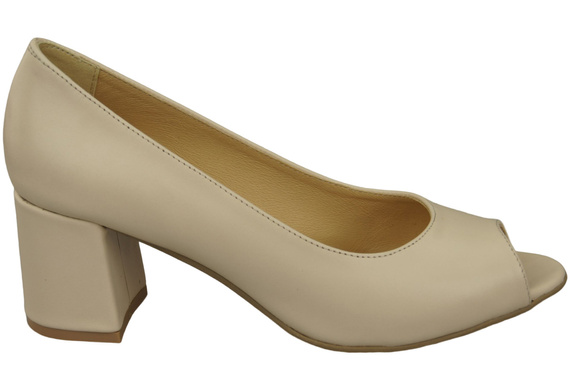 Damenschuhe PEEP TOE Pumps Beige Naturleder mit beschichtetem Absatz 192 ElitaBut
