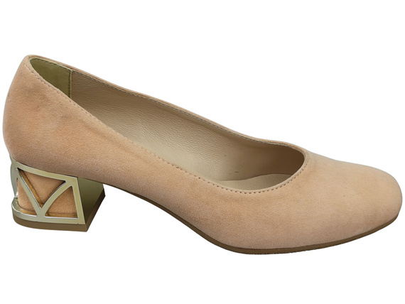 Bequeme Damenschuhe Pfirsich Pumps mit dekorativem Absatz Natürliches Wildleder 219 von ElitaBut