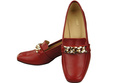 Damenschuhe mit Zierkette Pumps Mokassins Naturleder 193 Rot ElitaBut