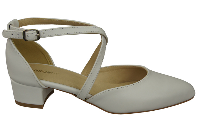 Damen Sandalen Echtleder Weiß mit Riemen Niedriger Absatz 223 ElitaBut