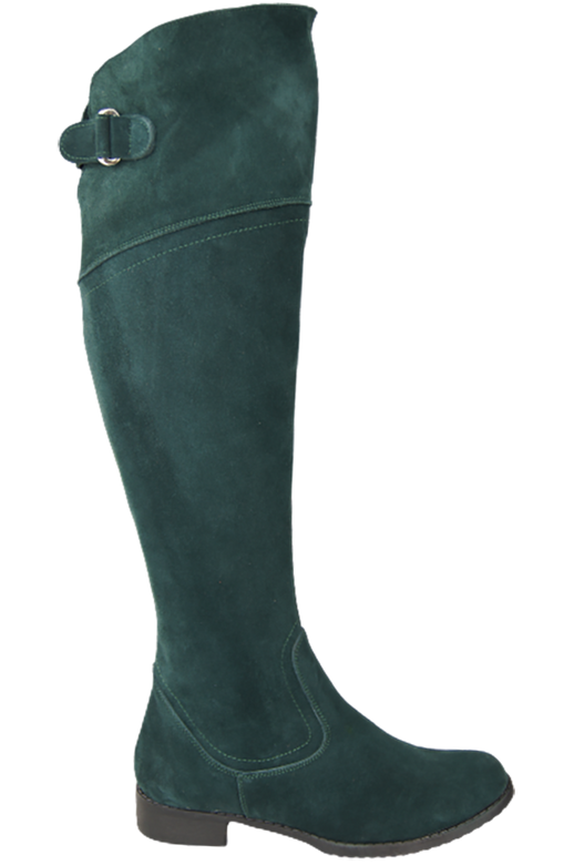 Schuhe Damenstiefel Stiefel Overknee-Stiefel, Naturleder, Velours, Malachit 154 ElitaBut