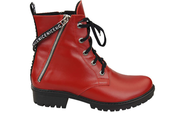 Schuhe Damen-Stiefeletten mit der Aufschrift NICE, Naturleder Rot 173 L ElitaBut