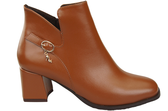 Damen-Stiefeletten ElitaBut 226 Braun aus Naturleder, gefüttert, eckige Zehenkappe, Blockabsatz