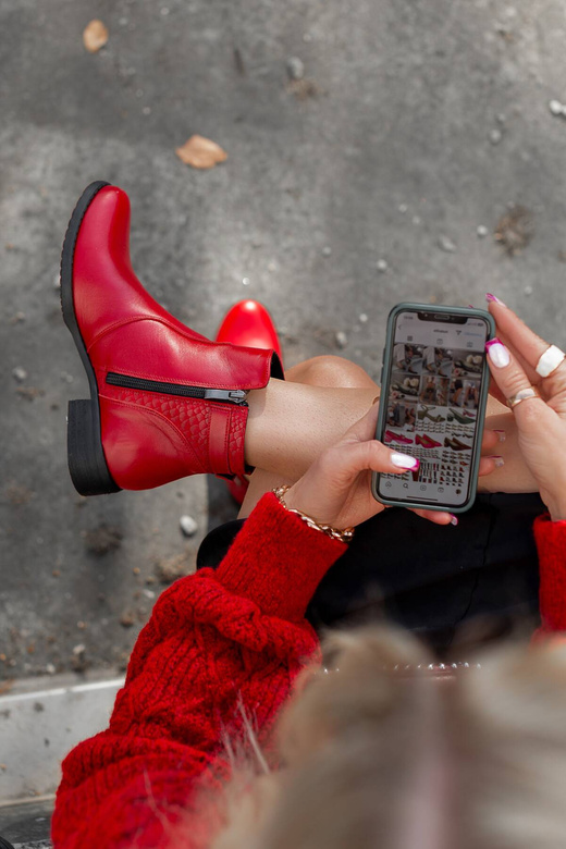 Damen-Winterstiefel, Naturleder, Rot 156 von ElitaBut