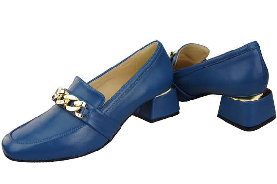 Damenschuhe mit Zierkette Pumps Mokassins Naturleder 193 Blau ElitaBut