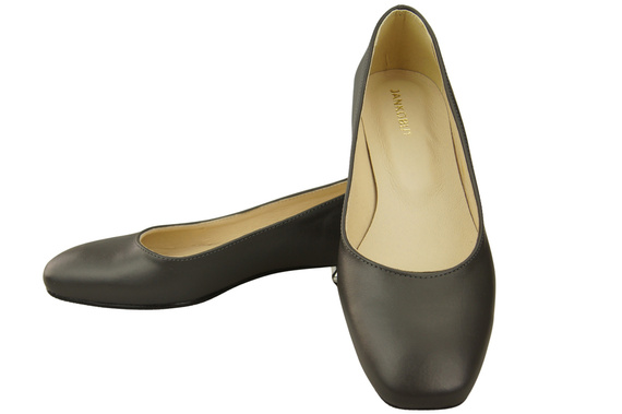 Flache Frauen Schuhe Graphit Dekorative Ferse Naturleder 209 ElitaBut