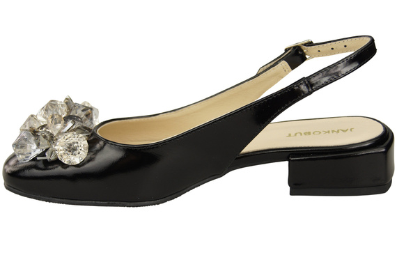 Damen Schuhe Schwarz glänzend Sandalen mit Kristallen Naturleder 215 ElitaBut