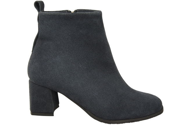 Damen Stiefeletten Graphit aus Veloursleder, stabiler Blockabsatz, Reißverschluss 224 ElitaBut